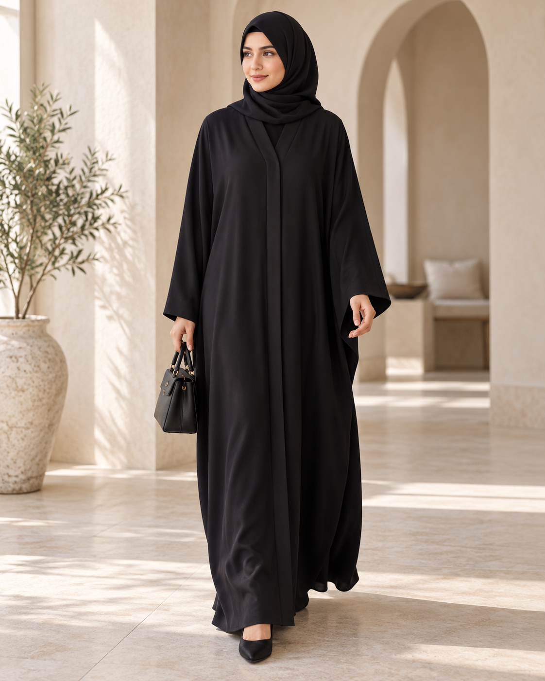 Classic Black Abaya with Wide Sleeves