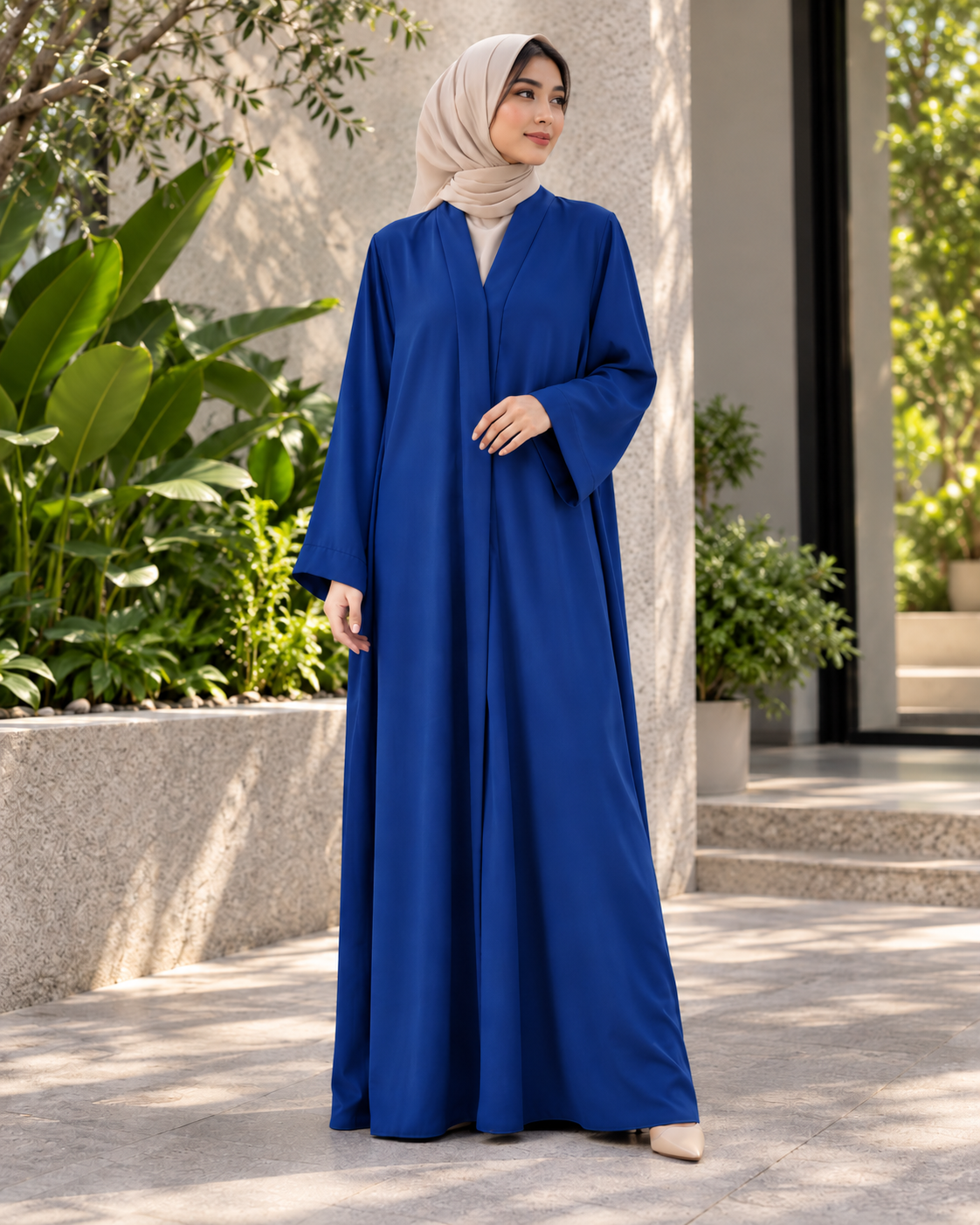 Royal Blue Classic Abaya with Wide Sleeves