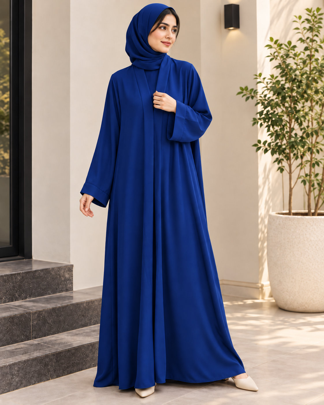 Royal Blue Classic Abaya with Wide Sleeves