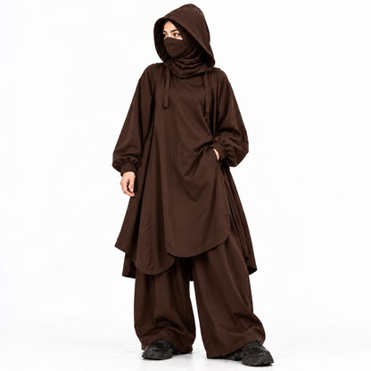 Modest sports wear in chocolate brown color